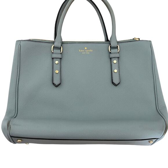 Kate Spade New York blue leather satchel handbag tote purse - Picture 2 of 14